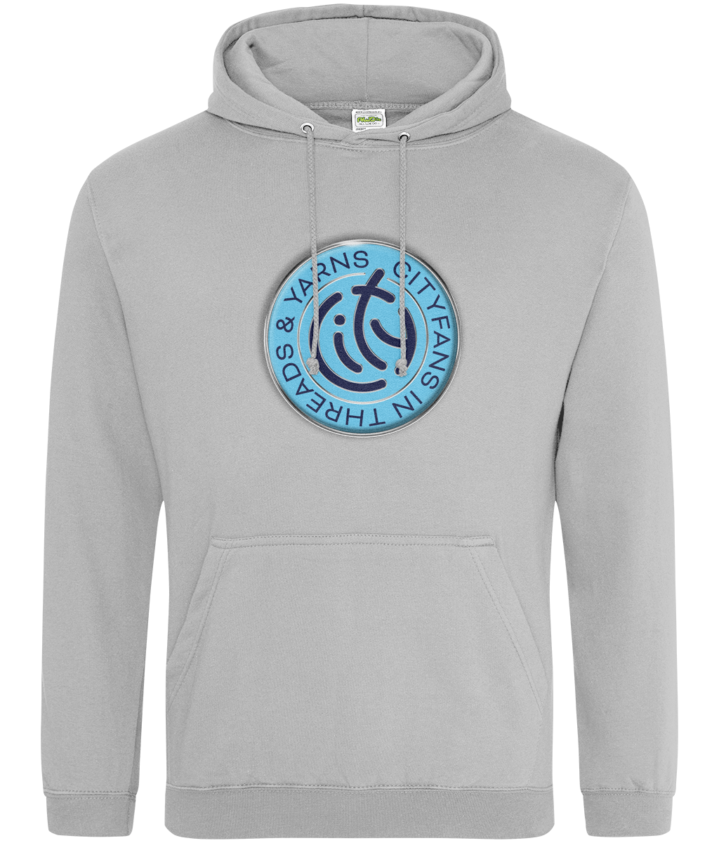 C-I-T-Y Marl Grey Enamel Footy Badge Hoodie